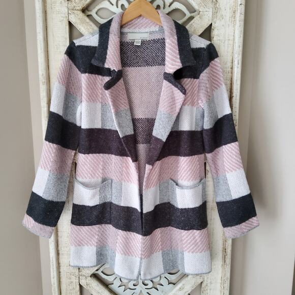 By Design Sweaters - By Design Women's Open Front Collar Pocket Sweater Cardigan Dusty Pink Gray